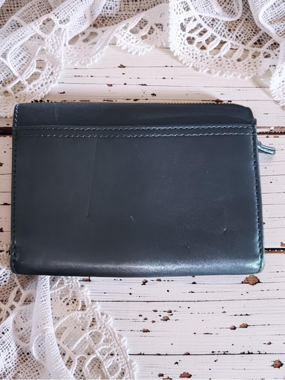Coach Billfold Pleated Leather Wallet Clutch Medium Black Vintage Y2K F44622 - Picture 3 of 9